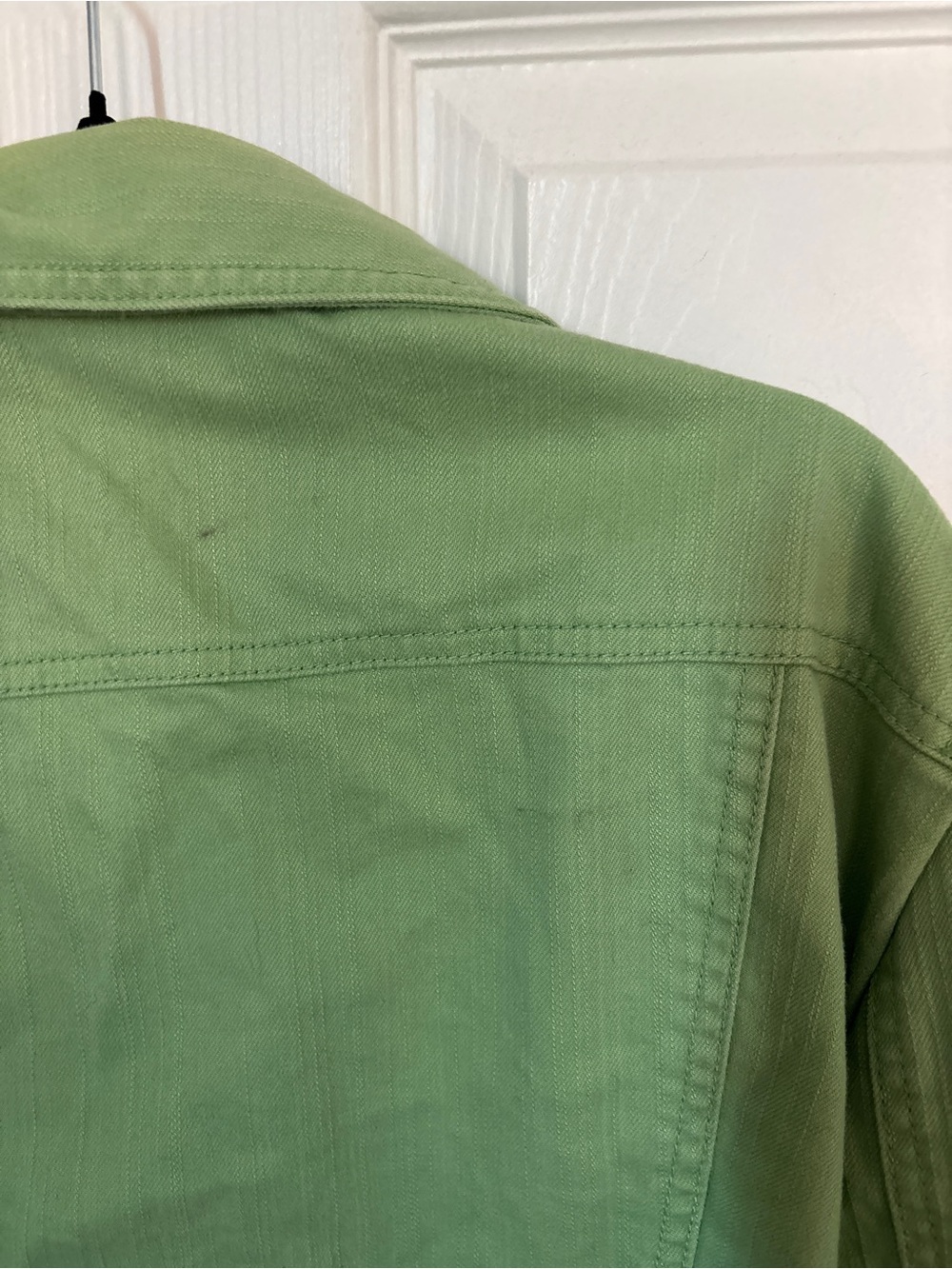 Villager by Liz Claiborne Bright Green Denim Cotton Blend Button Down Jacket - Picture 3 of 4
